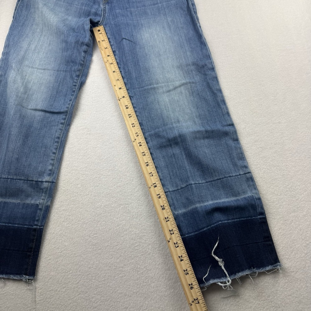 True‎ Religion Cropped Jeans Women 30 Ombre Raw Hem Relaxed Straight Blue - Picture 10 of 11